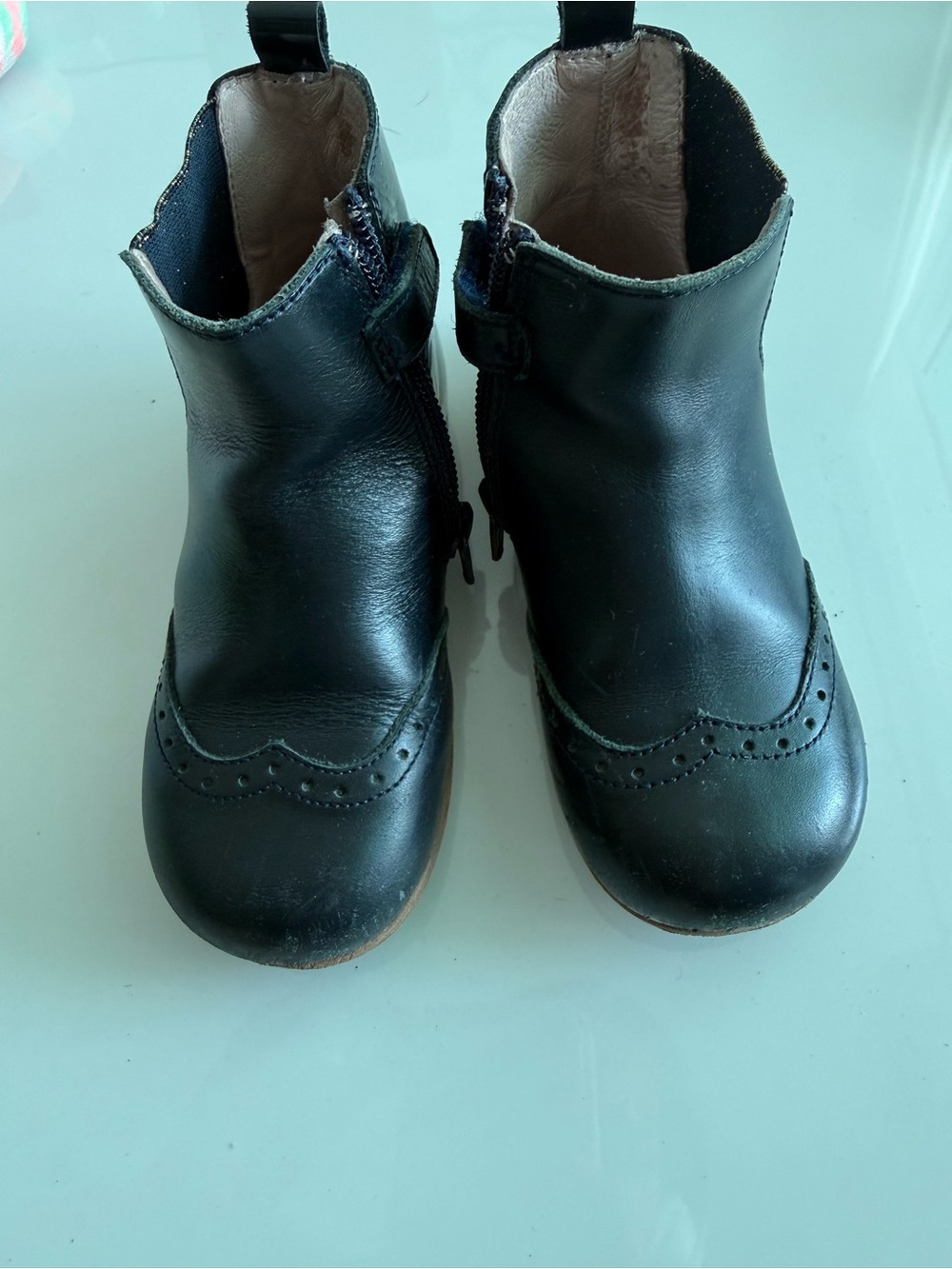 Kids Blue Leather Dress Boots